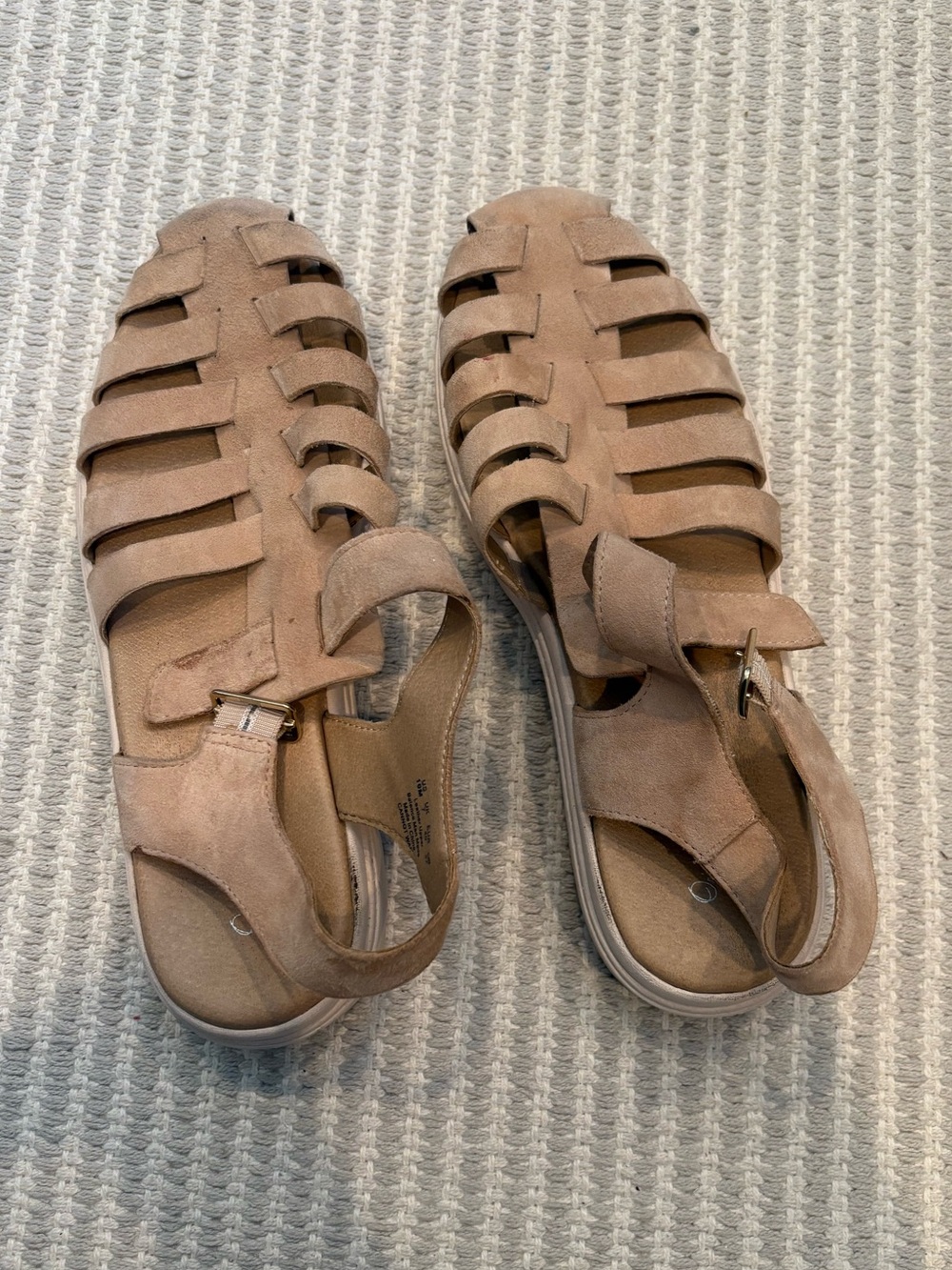 Neutral Tan Suede Fisherman Sandals